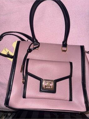 Women's Pink Crossbody Bag with Black Trim